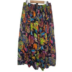 Vtg Peripherals Skirt Women Vibrant Floral Boho Maxi Est. Medium